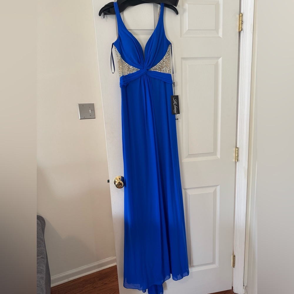 NEW W TAGS La Femme Electric Blue Prom Dress - Picture 3 of 5